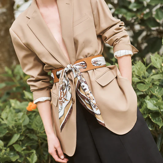 Reversible Scarf Waist Belt Cream & Saddle Calf view 2